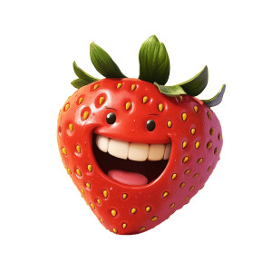 Smiling Strawberry Humanoid Vinyl Car Decal Sticker – Waterproof & UV-Resistant 8"