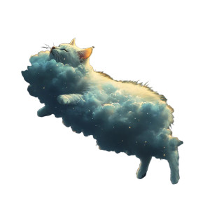 Cloud Cat Flying Vinyl Car Decal Sticker – Waterproof & UV-Resistant 8"