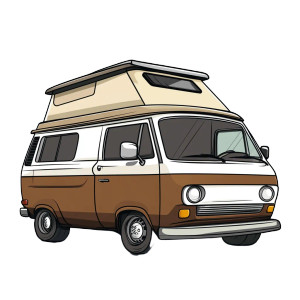 Cartoon Vanlife Van Vinyl Car Decal Sticker – Waterproof & UV-Resistant 8"