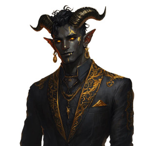 Golden Tiefling Noble Vinyl Car Decal Sticker – Waterproof & UV-Resistant 8"