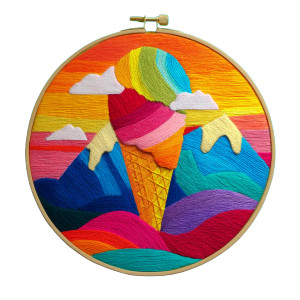Colorful Embroidery Hoop Vinyl Car Decal Sticker – Waterproof & UV-Resistant 8"