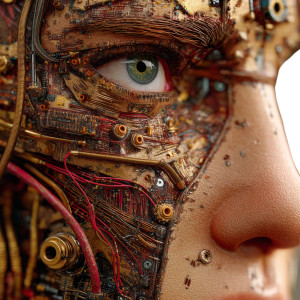 Cyborg Face Closeup Vinyl Car Decal Sticker – Waterproof & UV-Resistant 8"