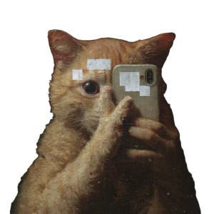 Surreal Cat Selfie Vinyl Car Decal Sticker – Waterproof & UV-Resistant 8"