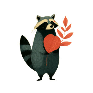 Cute Raccoon Heart Vinyl Car Decal Sticker – Waterproof & UV-Resistant 8"