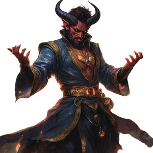 Fiery Tiefling Mage Vinyl Car Decal Sticker – Waterproof & UV-Resistant 8"