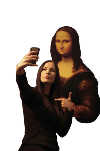 Mona Lisa Selfie Vinyl Car Decal Sticker – Waterproof & UV-Resistant 8"
