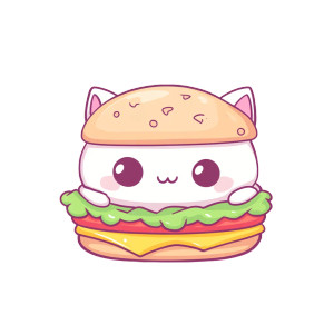 Kawaii Cat Hamburger Vinyl Car Decal Sticker – Waterproof & UV-Resistant 8"