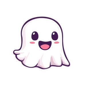 Cute Ghost Illustration Vinyl Car Decal Sticker – Waterproof & UV-Resistant 8"