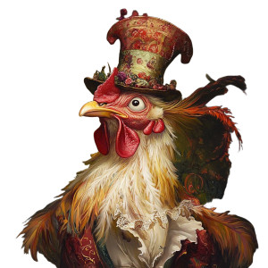 Mad Hatter Chicken Vinyl Car Decal Sticker – Waterproof & UV-Resistant 8"