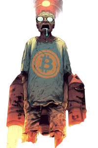 Degenerate Bitcoin Man Vinyl Car Decal Sticker – Waterproof & UV-Resistant 8"