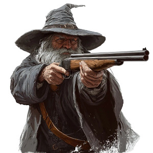 Wizard With Shotgun Vinyl Car Decal Sticker – Waterproof & UV-Resistant 8"
