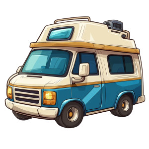 Cartoon Van Icon Vinyl Car Decal Sticker – Waterproof & UV-Resistant 8"