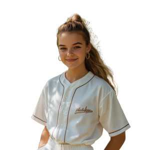 Smiling Baseball Girl Vinyl Car Decal Sticker – Waterproof & UV-Resistant 8"