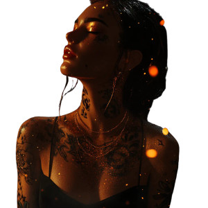 Tattooed Woman Glow Vinyl Car Decal Sticker – Waterproof & UV-Resistant 8"