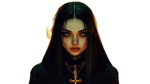 Vampire Nun Fantasy Vinyl Car Decal Sticker – Waterproof & UV-Resistant 8"