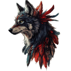Feathered Wolf Vinyl Car Decal Sticker – Waterproof & UV-Resistant 8"