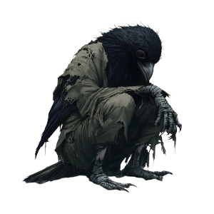 Wounded Crow Vinyl Car Decal Sticker – Waterproof & UV-Resistant 8"