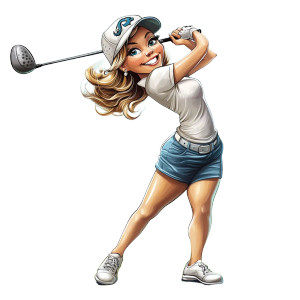 Golfing Young Woman Vinyl Car Decal Sticker – Waterproof & UV-Resistant 8"