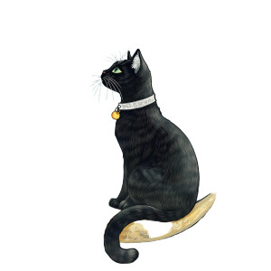 Whimsical Art Nouveau Cat Vinyl Car Decal Sticker – Waterproof & UV-Resistant 8"