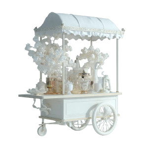 White Parisian Cart Vinyl Car Decal Sticker – Waterproof & UV-Resistant 8"