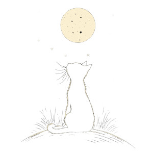 Moonlit Cat Silhouette V2 Vinyl Car Decal Sticker – Waterproof & UV-Resistant 8"