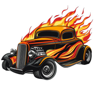 Chopped Car Cartoon Vinyl Car Decal Sticker – Waterproof & UV-Resistant 8"