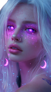 Cosmic Moon Maiden Vinyl Car Decal Sticker – Waterproof & UV-Resistant 8"