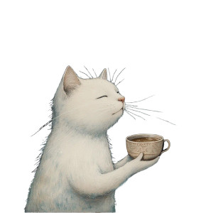 Melancholic Coffee Cat Vinyl Car Decal Sticker – Waterproof & UV-Resistant 8"