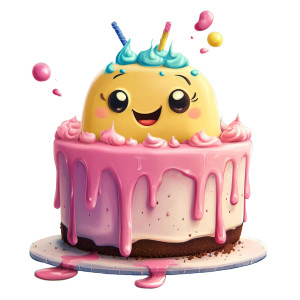 Cartoon Cake Character Vinyl Car Decal Sticker – Waterproof & UV-Resistant 8"