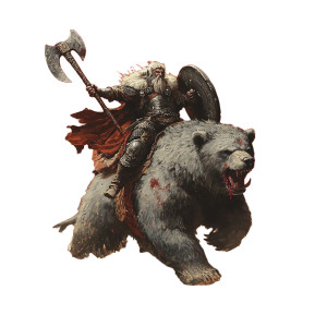 Bear-Riding Warrior Vinyl Car Decal Sticker – Waterproof & UV-Resistant 8"