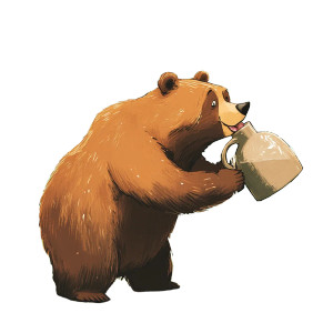 Bear Drinking Water Vinyl Car Decal Sticker – Waterproof & UV-Resistant 8"