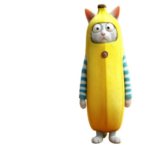 Banana Cat Toon Vinyl Car Decal Sticker – Waterproof & UV-Resistant 8"