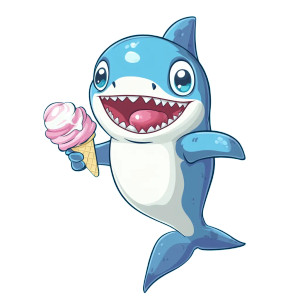 Baby Shark Ice Cream Vinyl Car Decal Sticker – Waterproof & UV-Resistant 8"