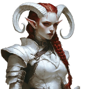 White Tiefling Warrior Vinyl Car Decal Sticker – Waterproof & UV-Resistant 8"