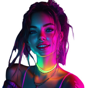 Neon Smiling Girl Vinyl Car Decal Sticker – Waterproof & UV-Resistant 8"