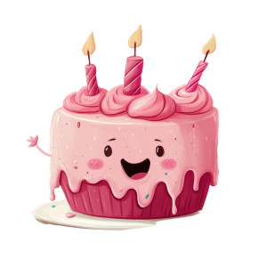 Pink Birthday Cake Vinyl Car Decal Sticker – Waterproof & UV-Resistant 8"