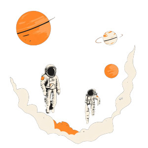 Nebula Astronauts Scene Vinyl Car Decal Sticker – Waterproof & UV-Resistant 8"