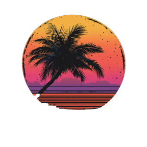 Synthwave Palm Shirt Vinyl Car Decal Sticker – Waterproof & UV-Resistant 8"