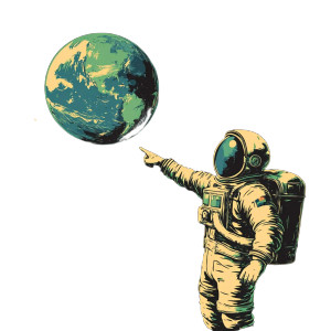 Vintage Astronaut Earth Vinyl Car Decal Sticker – Waterproof & UV-Resistant 8"