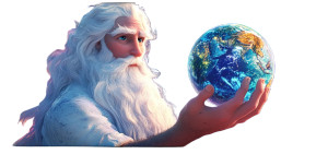 Cartoon God Holding Earth Vinyl Car Decal Sticker – Waterproof & UV-Resistant 8"