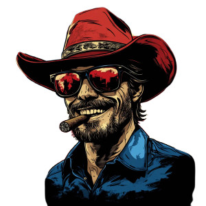 Smiling Cowboy T-Shirt Vinyl Car Decal Sticker – Waterproof & UV-Resistant 8"