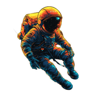 Stylized Astronaut Design Vinyl Car Decal Sticker – Waterproof & UV-Resistant 8"
