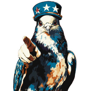 Patriotic Pigeon Poster Vinyl Car Decal Sticker – Waterproof & UV-Resistant 8"