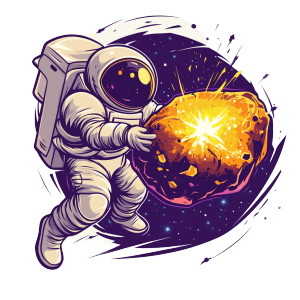 Astronaut With Glowing Rock Vinyl Car Decal Sticker – Waterproof & UV-Resistant 8"