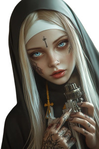 Sinister Smirk Nun V2 Vinyl Car Decal Sticker – Waterproof & UV-Resistant 8"