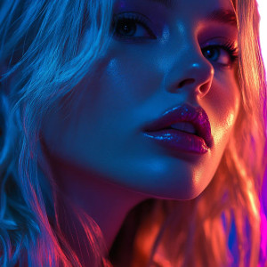 Blonde Neon Portrait Vinyl Car Decal Sticker – Waterproof & UV-Resistant 8"