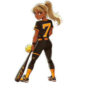 Softball Girl Back Vinyl Car Decal Sticker – Waterproof & UV-Resistant 8"