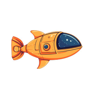 Fish Spaceship Vinyl Car Decal Sticker – Waterproof & UV-Resistant 8"