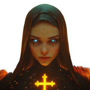 Celestial Nun Vinyl Car Decal Sticker – Waterproof & UV-Resistant 8"