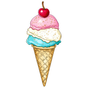 Colorful Ice Cream Cone V6 Vinyl Car Decal Sticker – Waterproof & UV-Resistant 8"